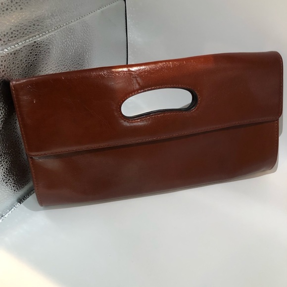 HOBO Handbags - HOBO International Women's Leather Burgundy Fold Over Magnetic Clutch